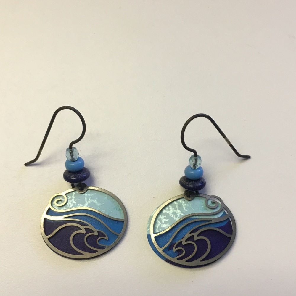 Ocean wave dangle earrings